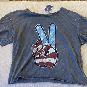 Kids Graphic Tee with Peace Sign - Blue
